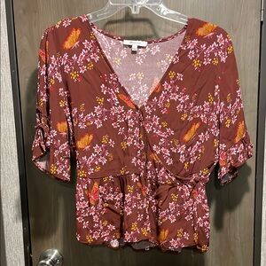 Madewell Butterfly Wrap Front Peplum Blouse